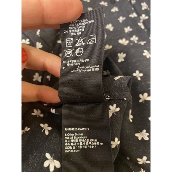 &Other Stories Printed Wrap Dress Viscose Size US 6 Eur 38 S M Black & White - Picture 13 of 13